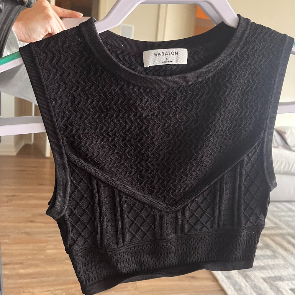 Aritzia Pointelle Tank Knit Patterned Crop Top